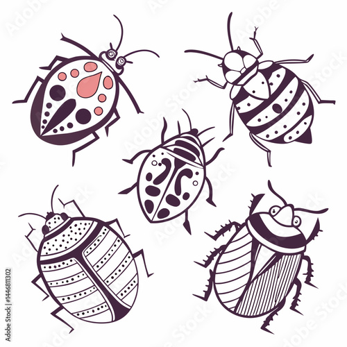 set of Bedbug silhouette vector illustration