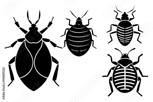 set of Bedbug icon silhouette vector illustration