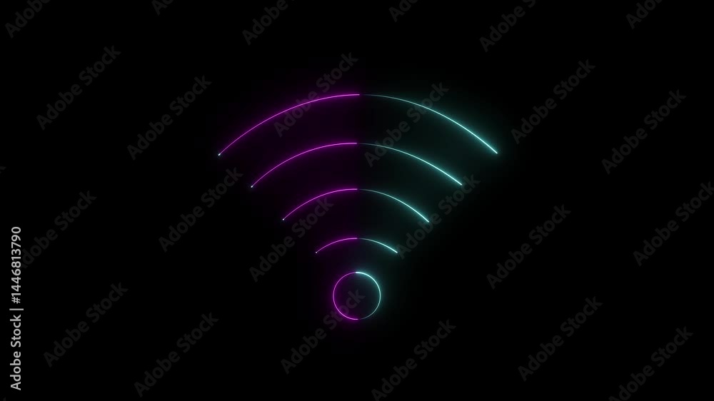 Animation free wifi black background in looped concept animation neon sign light at. Animation free wifi black background in looped concept animation neon sign light at.