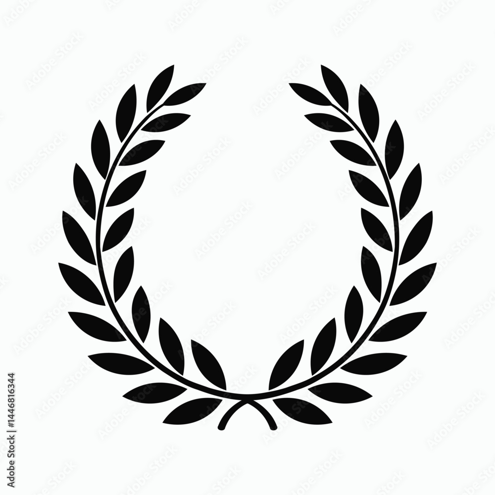 Elegant Black Laurel Wreath Emblem on Light Background ? Classic Victory Symbol for Awards and Logos.eps Elegant Black Laurel Wreath Emblem on Light Background ? Classic Victory Symbol for Awards and Logos.eps