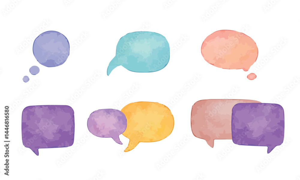 vector illustration of chat balloon element in watercolor style. colorfull watercolor