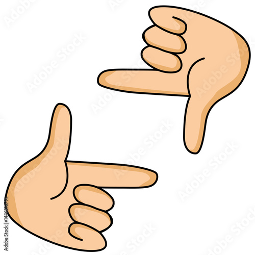 A boy Pointing Hands Forming a Frame. flat style