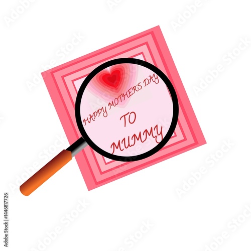 focus on the word of greeting card by magnifying glass . Vector illustration 