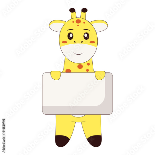 Cute Giraffe Character. Flat Cartoon Vector Illustration.