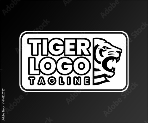 Creative Black and White Logo Design Featuring a Tiger Illustration