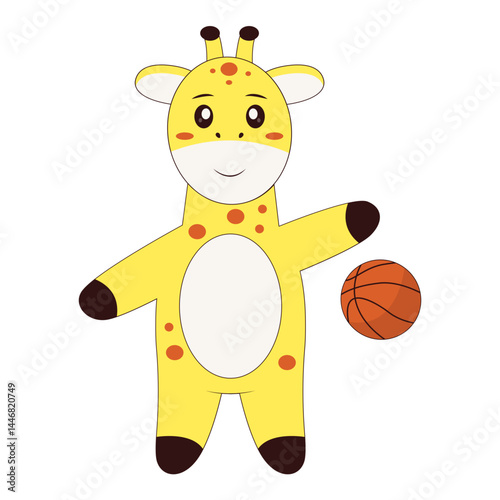 Cute Giraffe Character. Flat Cartoon Vector Illustration.