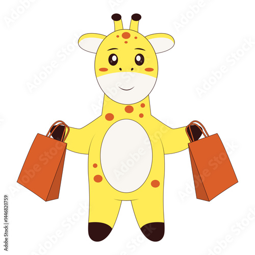 Cute Giraffe Character. Flat Cartoon Vector Illustration.