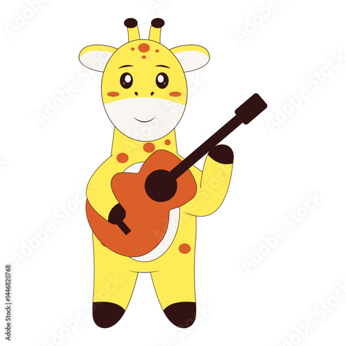 Cute Giraffe Character. Flat Cartoon Vector Illustration.