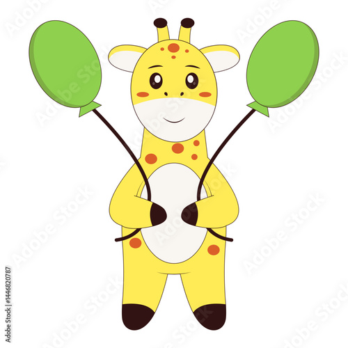 Cute Giraffe Character. Flat Cartoon Vector Illustration.