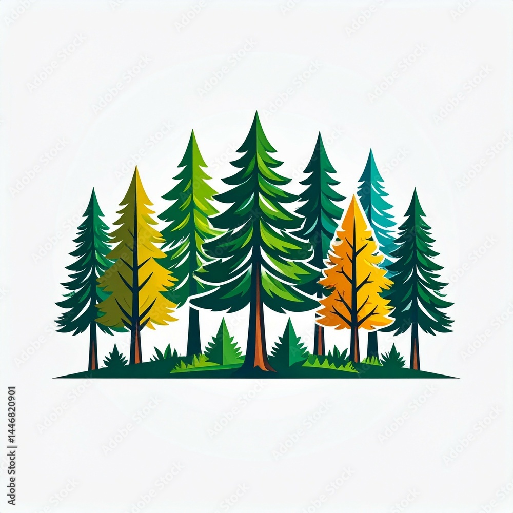 Obraz premium illustration of a forest icon logo on isolated white