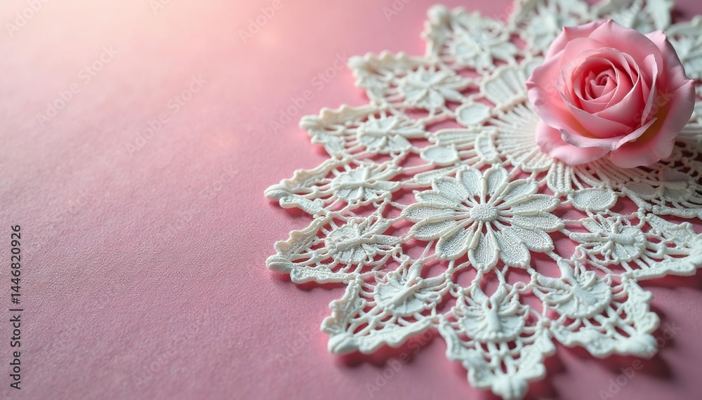Fototapeta premium Intricate floral lace doily, delicate texture , handmade, antique
