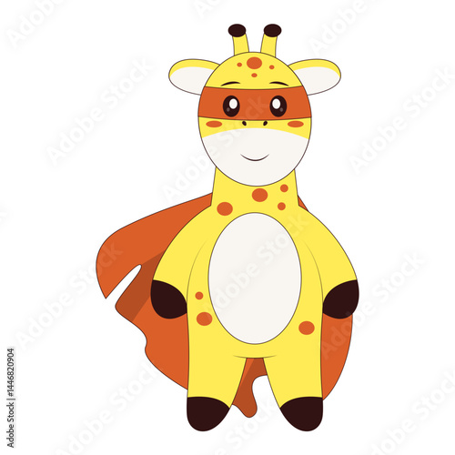 Cute Giraffe Character. Flat Cartoon Vector Illustration.