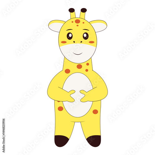Cute Giraffe Character. Flat Cartoon Vector Illustration.