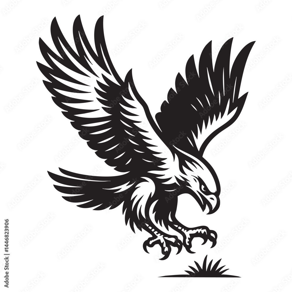Obraz premium Eagle soaring with wings spread wide vector illustration