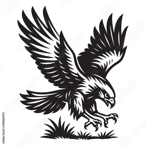 Eagle soaring with wings spread wide vector illustration