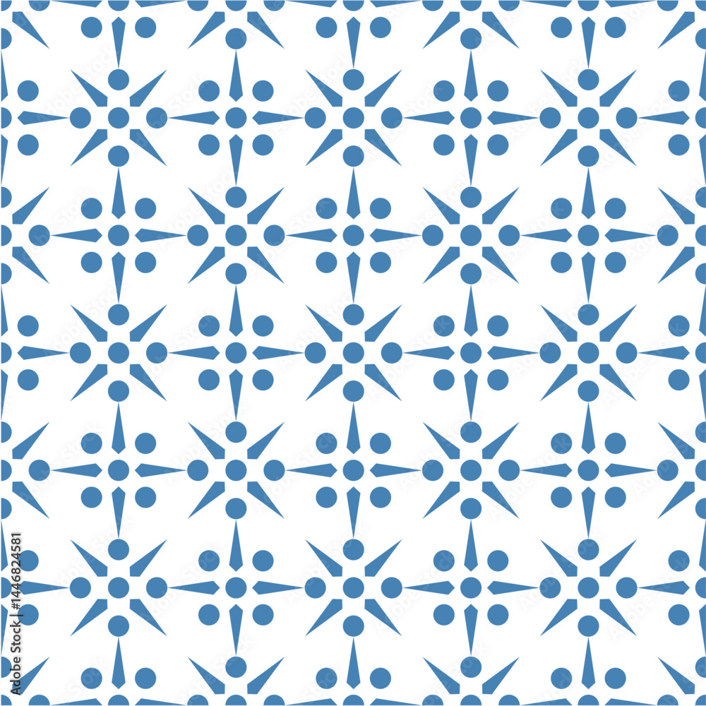 Fototapeta premium Seamless Geometric Blue Tile Pattern with Star and Dot Design