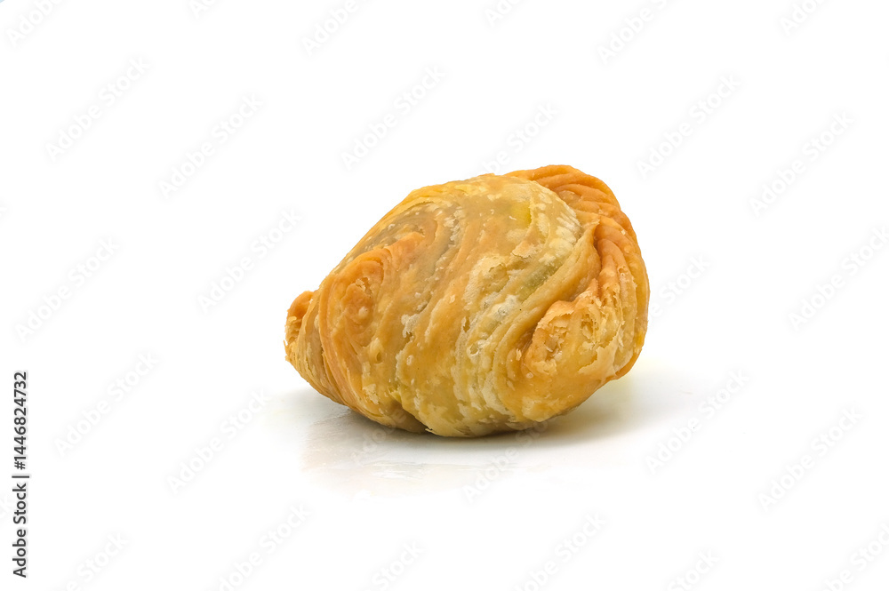 curry puff pastry isolated on white background. Snacks in Thailand. Bean Paste Pastries