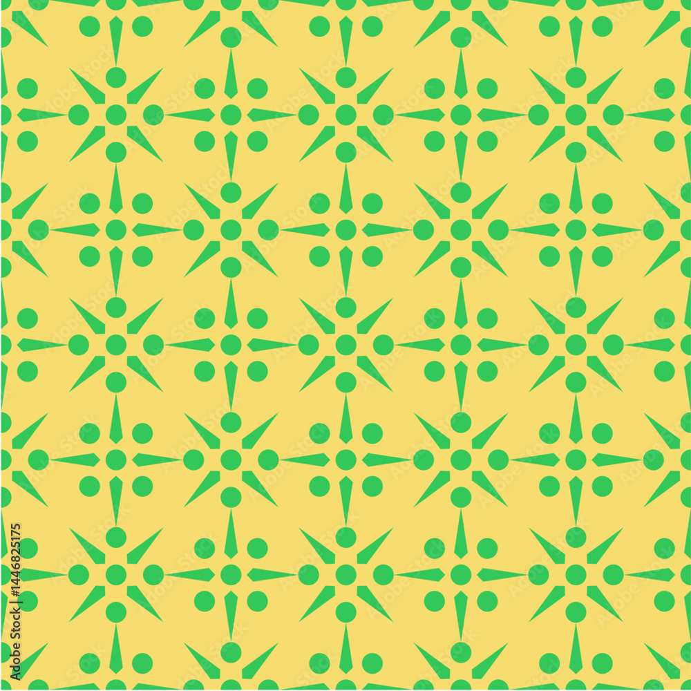 Vibrant Geometric Pattern With Green Shapes on Yellow Background Vibrant Geometric Pattern With Green Shapes on Yellow Background