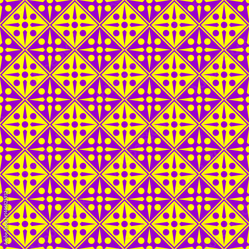 Seamless Geometric Pattern With Yellow and Pink Vibrant Tile Motifs