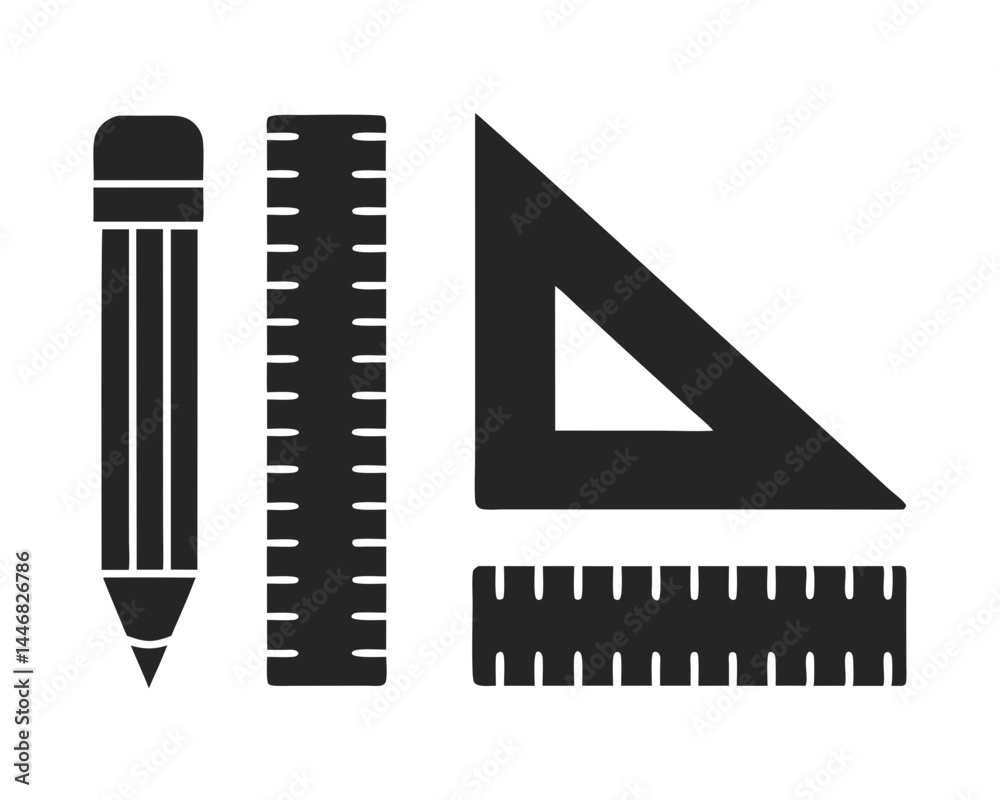 Ruler and Pencil icon silhouette vector illustration Ruler and Pencil icon silhouette vector illustration