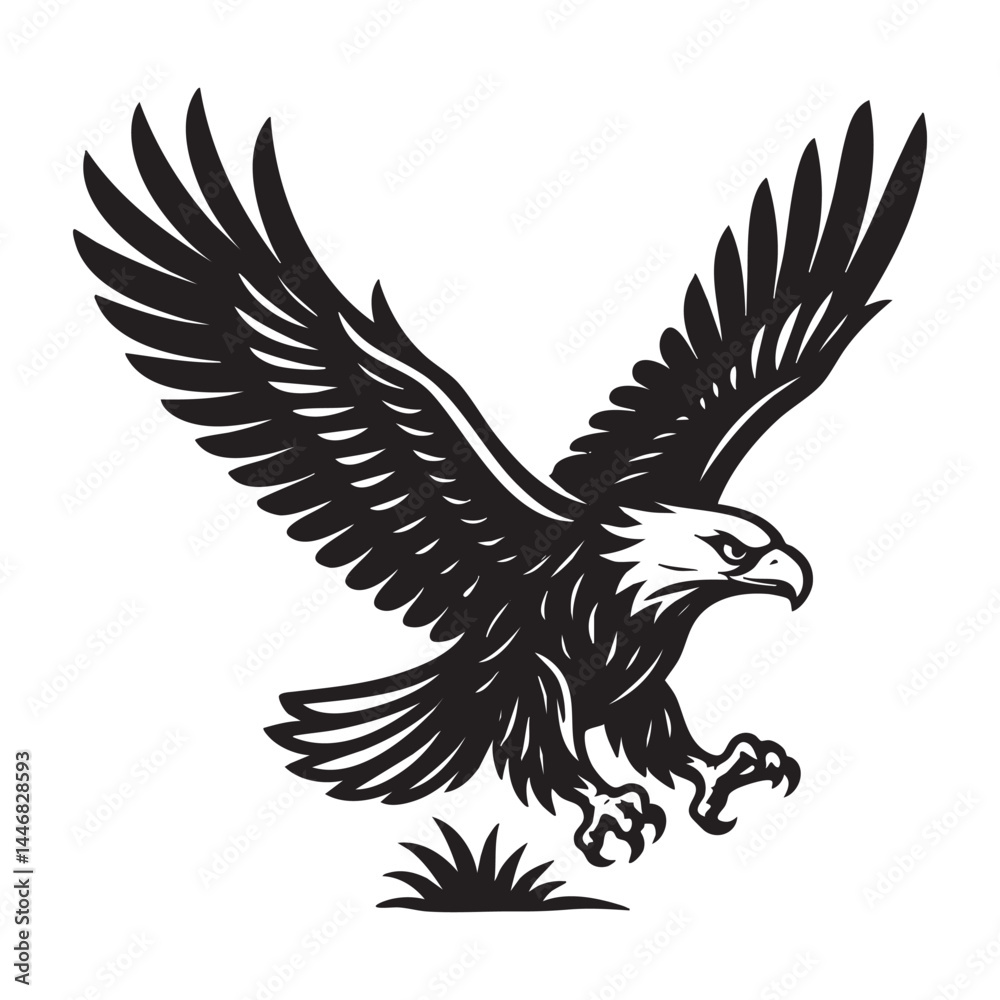 Obraz premium Eagle soaring with wings spread wide vector illustration