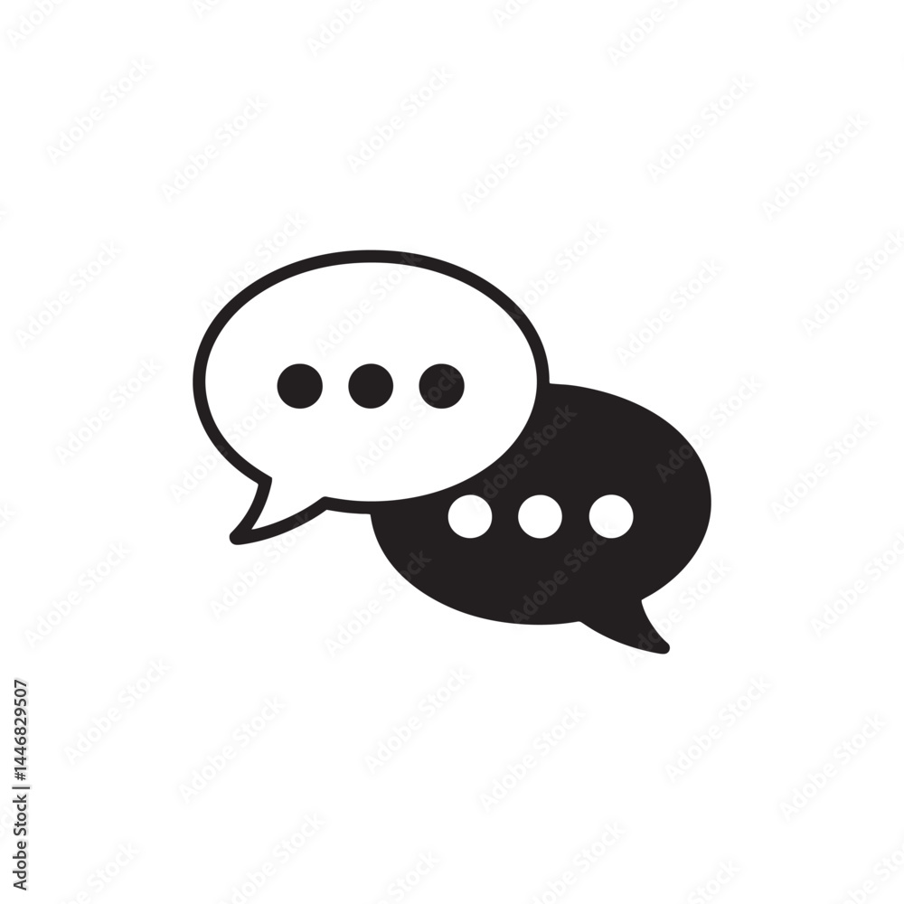 Chat Bubbles Icon with Ellipses, Conversation Symbol for Messaging Chat Bubbles Icon with Ellipses, Conversation Symbol for Messaging