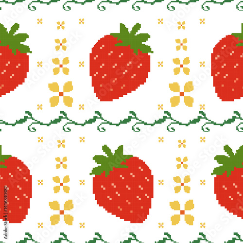 Seamless pattern with strawberry. Vector illustration design digital file download for print, printable, wallpaper, background, decoration, napery, bag, blanket, texture, textile and many projects.