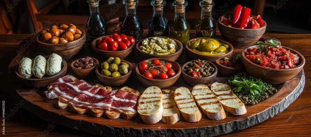 Fototapeta premium Mediterranean Tapas Platter: A Culinary Delight