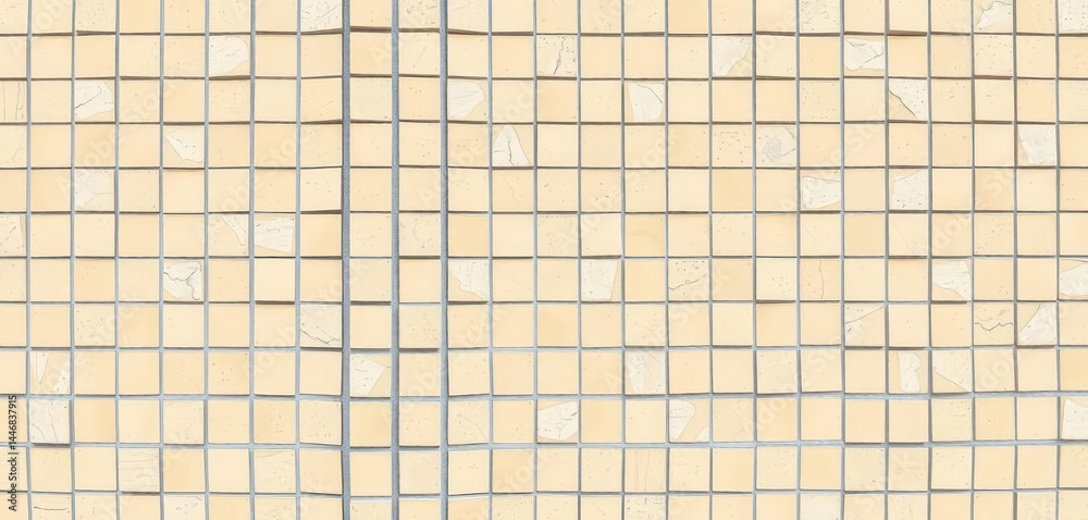 Cream-colored broken tile mosaic wall, seamless pattern High-resolution texture ideal for interior design, rustic, mosaic pattern Cream-colored broken tile mosaic wall, seamless pattern High-resolution texture ideal for interior design, rustic, mosaic pattern