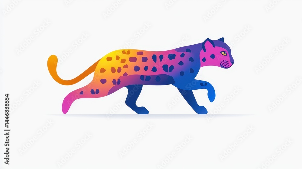Pixelated cheetah prowling in vibrant gradient hues retro 8 bit style modern animal design for digital gaming artsy backgrounds and creative projects Pixelated cheetah prowling in vibrant gradient hues retro 8 bit style modern animal design for digital gaming artsy backgrounds and creative projects