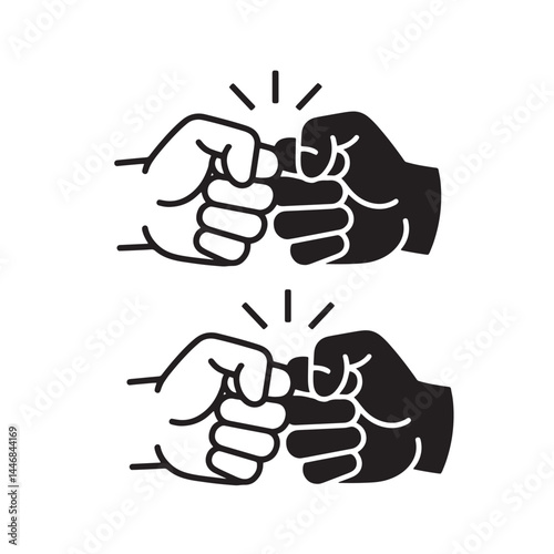 Rise Together Fist Bump Icon, Unity and Teamwork Symbol