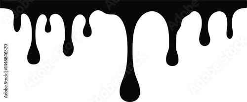 Black dripping paint silhouette vector, paint splashes symbol 