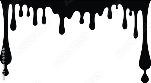 Black dripping paint silhouette vector, paint splashes symbol 