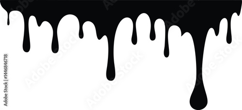Black dripping paint silhouette vector, paint splashes symbol 