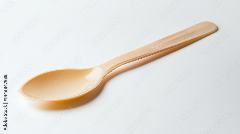 Single, light beige plastic spoon Single, light beige plastic spoon