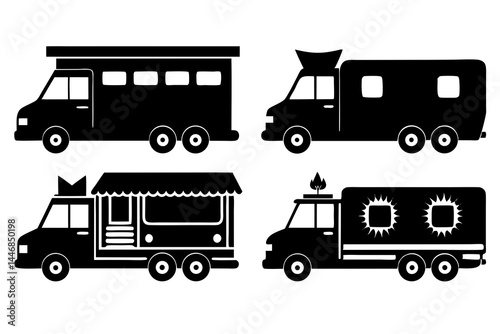 set of Food Truck silhouette vector illustration