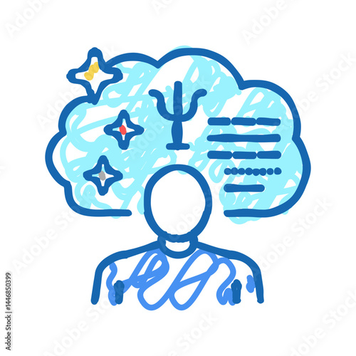 psychological expert icon doodle illustration