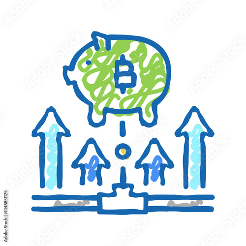 fundraising digital coin ico icon doodle illustration