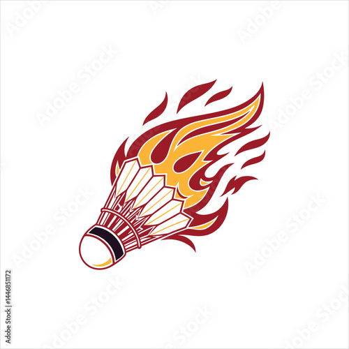 Fierce Flaming Badminton Shuttlecock Logo Design