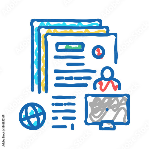 writing press release icon doodle illustration