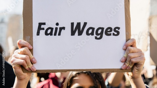 A protester holds a sign reading 