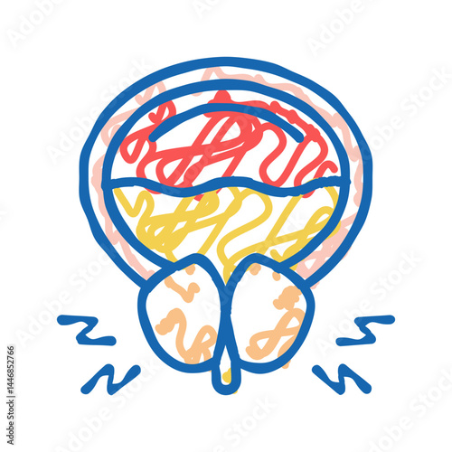 prostate blocking urine canal icon doodle illustration