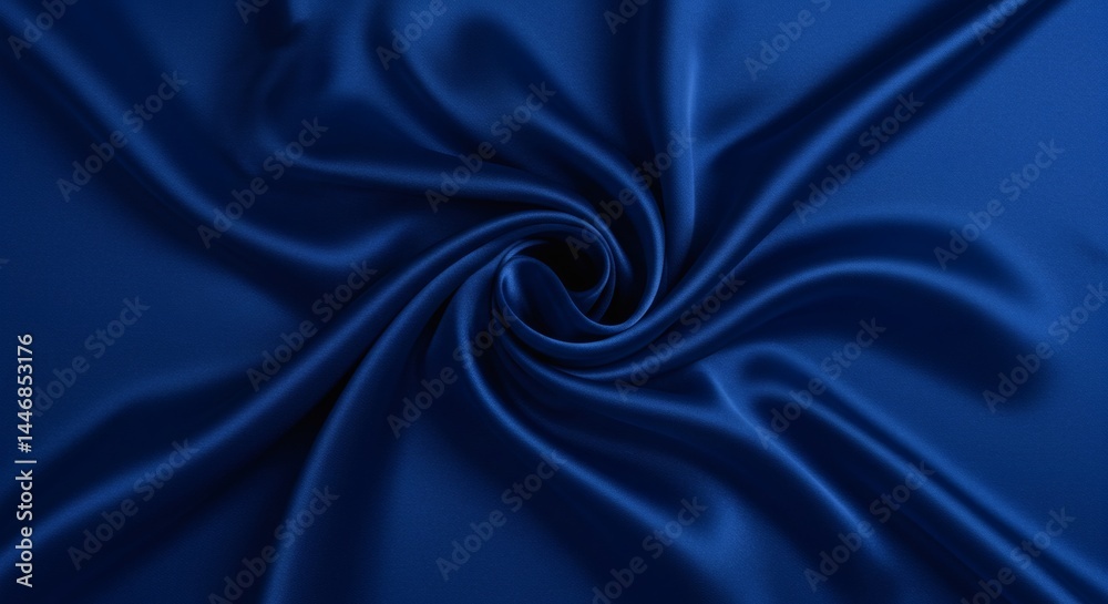 Fototapeta premium Elegant Blue Silk Fabric with Swirling Pattern Texture Background