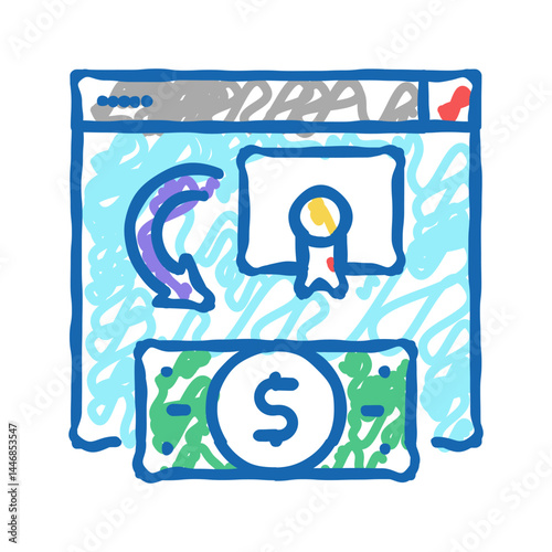 exchange share company to moey icon doodle illustration