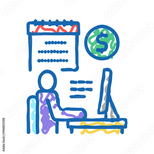 businessman trading online icon doodle illustration