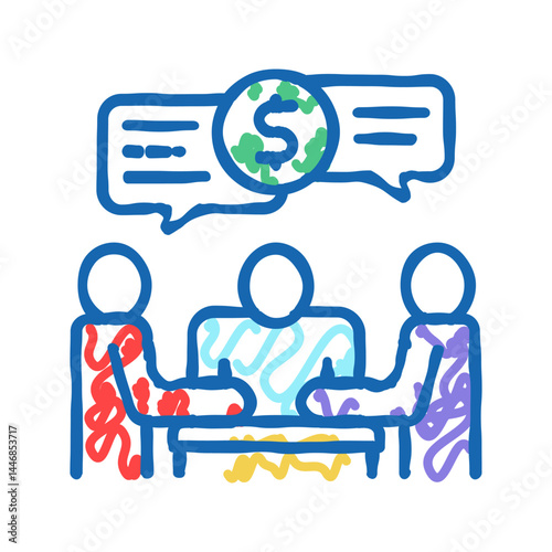 shareholders business meeting and discussion icon doodle illustration