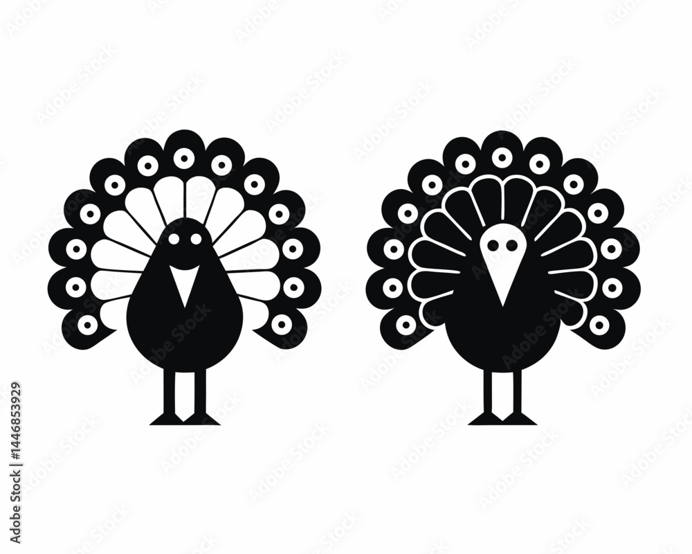 Obraz premium Turkey icon and logo silhouette vector illustration