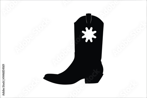 cowboy boot silhouette vector, rubber boot clipart