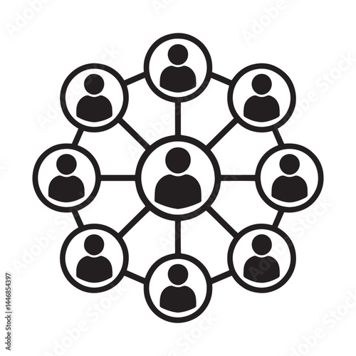 Social Network Icon, People Connection Symbol for Collaboration