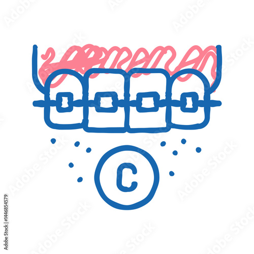ceramic material tooth braces icon doodle illustration